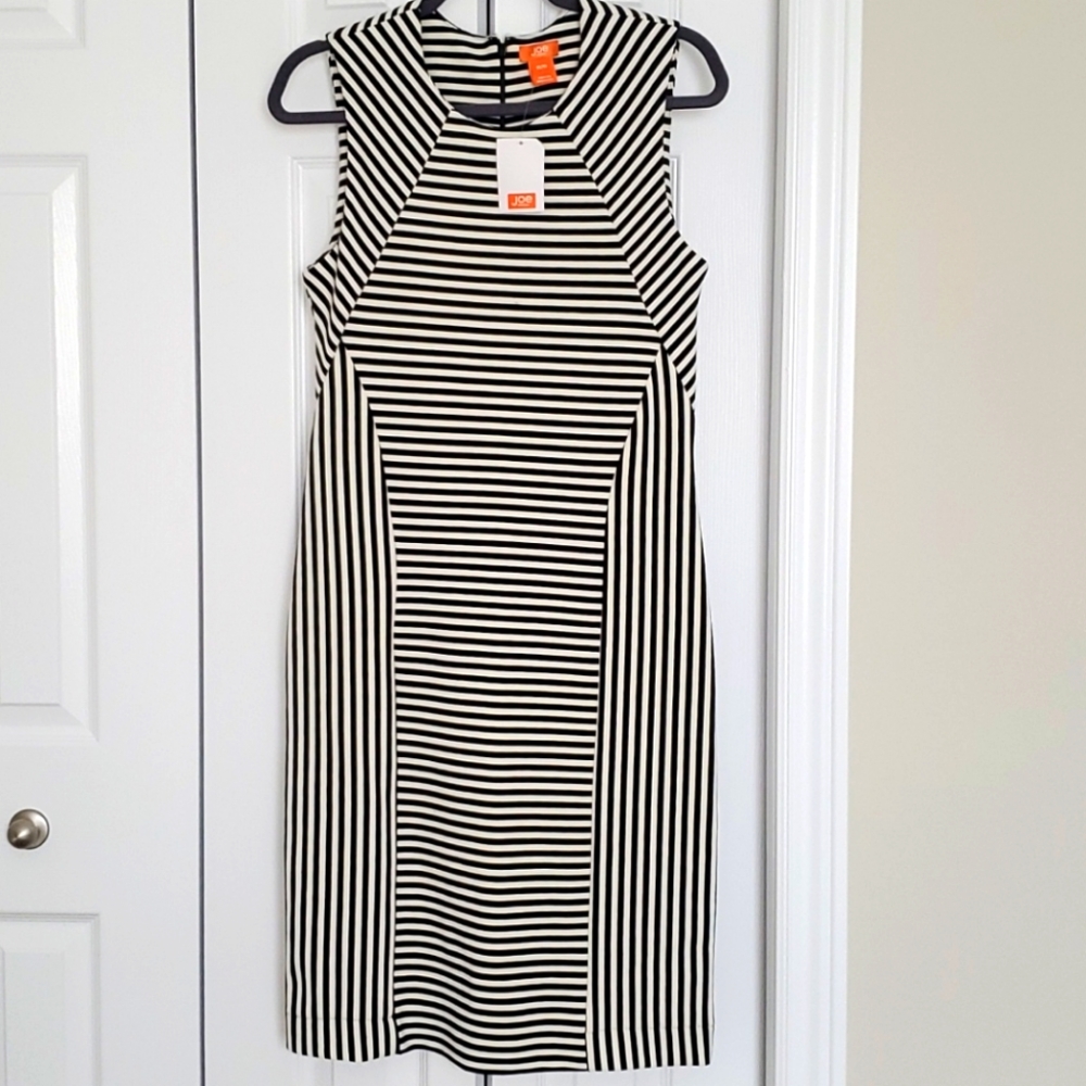 New- Size Medium, Black and Cream Striped Dress